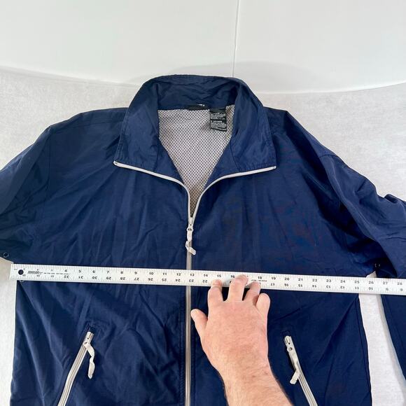 Full Zip Windbreaker Starter Men's L Mesh Lined Vented Jacket Navy Blue Pockets - Picture 7 of 12